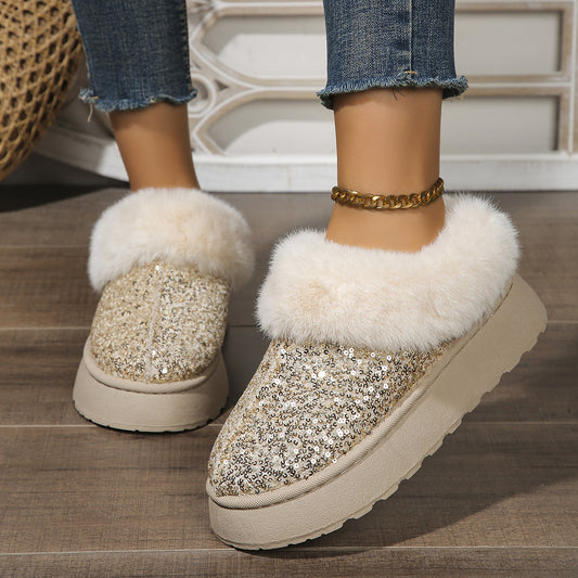 Pantuflas Invierno Mujer con Lentejuelas y Suela Gruesa Acolchada - Cálidas para Casa y Exterior - Image 2