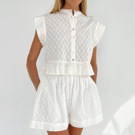 Conjunto de Verano Jacquard: Camisa y Shorts de Manga Corta - Image 2