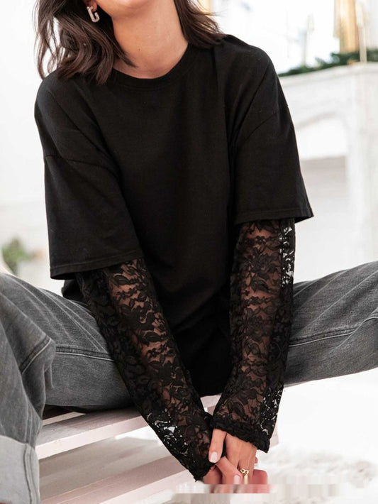 Blusa Casual Elegante con Encaje y Manga Larga para Trabajo y Diario - Image 2