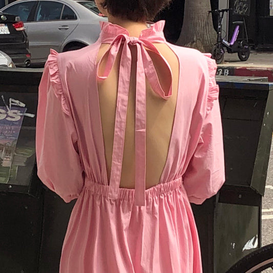 Vestido con Cuello de Pie y Detalles de Madera - Image 2