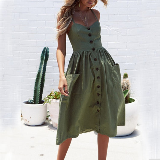 Vestido Halter con Tirantes Ajustables y Bolsillos Funcionales - Image 2