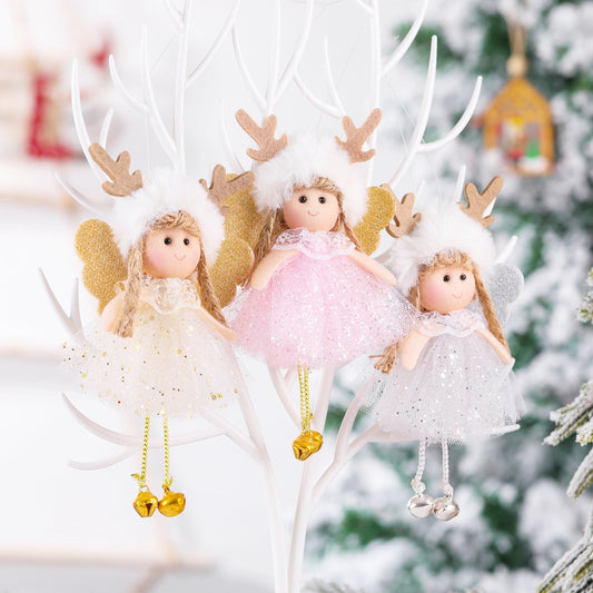 Adorno Navideño Ángel con Alas de Lentejuelas y Astas - Image 2