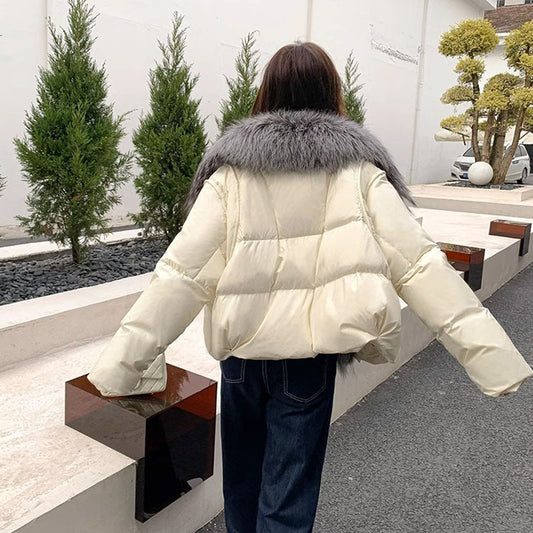 Chaqueta Corta de Plumón de Pato Blanco Premium - Image 2