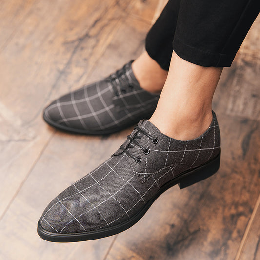 Zapatos de cuero casual con patrón cuadriculado y transpirabilidad - Image 2