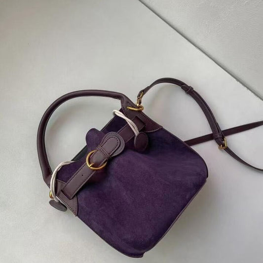 Bolso Mensajero Bucket de Terciopelo Púrpura para Mujer - Image 2