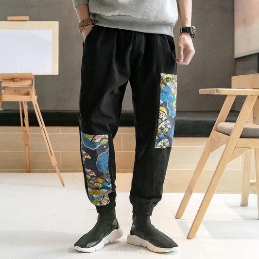Pantalones Casuales Estilo Asiático con Estampado Floral - Image 2