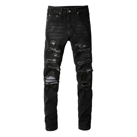 Jeans Slim Fit Elásticos Grises y Blancos para Hombre - Image 2