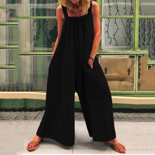 Jumpsuit Monos de Algodón y Lino Liso para Mujer - Image 2