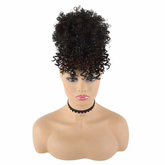 Extensión de Cabello Rizado con Flequillo y Moño Clip - Image 2