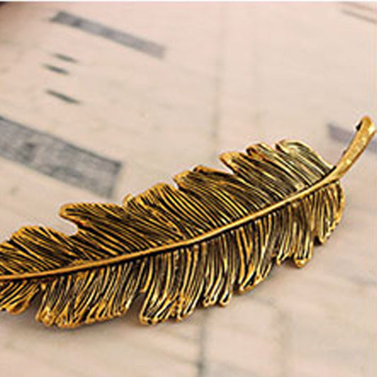 Pinza para el Pelo con Diseño de Hoja y Pluma para Dama - Image 2