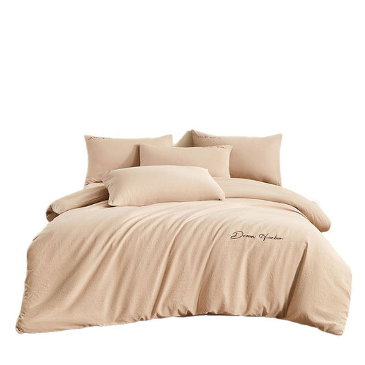 Juego de Cama de Algodón Grueso con Bordado Minimalista - 4 Piezas - Image 2