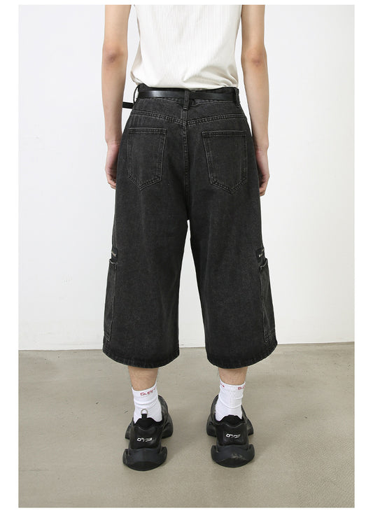 Shorts de Mezclilla Holgados Personalizados para Hombre - Estilo Street Cropped - Image 2