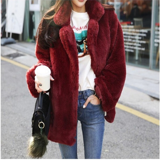 Abrigo de Piel de Conejo Coreano para Mujer - Chaqueta Corta Peluda Cálida de Invierno - Image 2