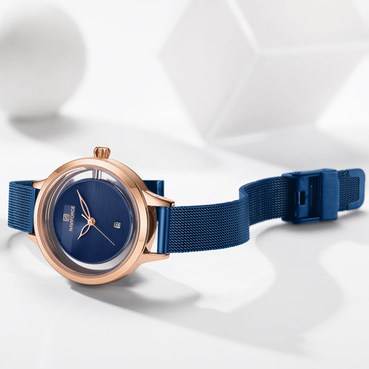 Reloj de Pulsera Mujer Malla Metálica con Calendario - Image 2