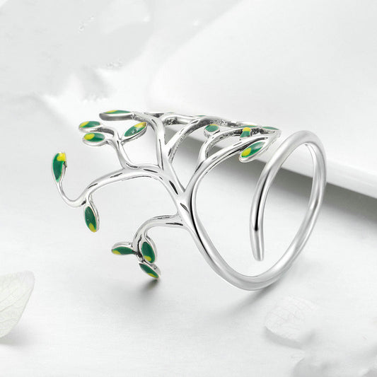 Anillo de Plata S925 Árbol de la Vida con Patrón Elegante - Image 2