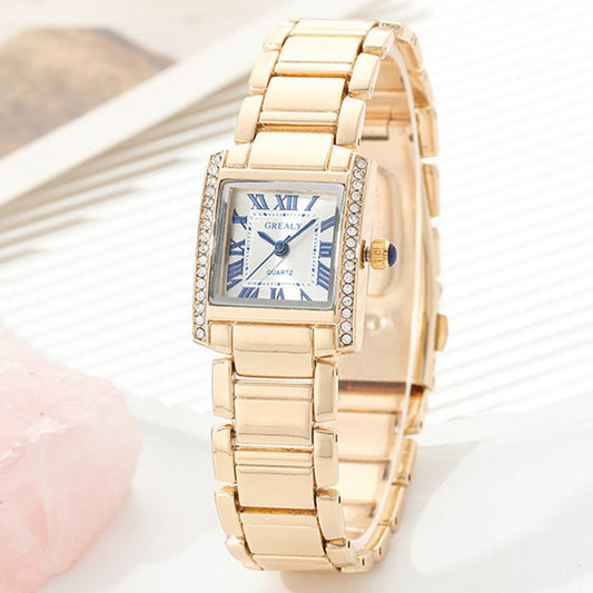 Reloj de Mujer Rectangular Elegante con Números Romanos y Detalles de Diamantes - Image 2