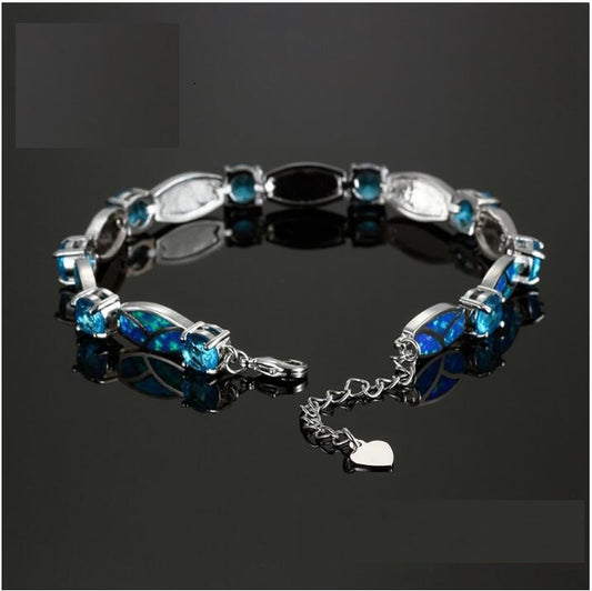 Pulsera de Ópalo Azul Plateado con Baño de Cobre - Image 2