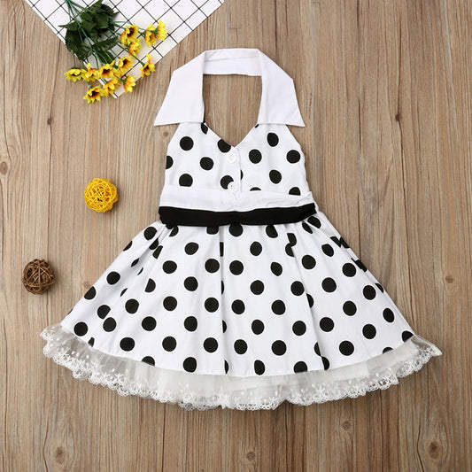 Vestido Princesa Niña con Lunares Blancos - Algodón Suave y Elegante - Image 2