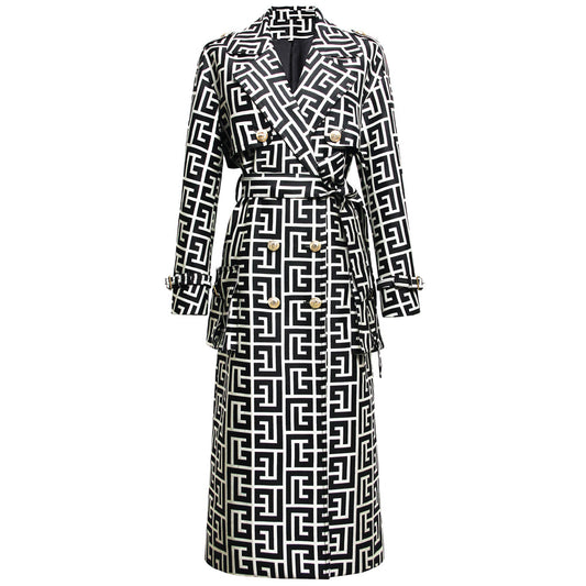 Gabardina Larga Negra Estampada - Image 2