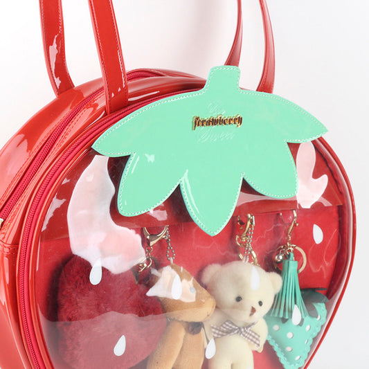 Bolsa Transparente Strawberry Soft-Girl con Diseño de Bandolera - Image 2