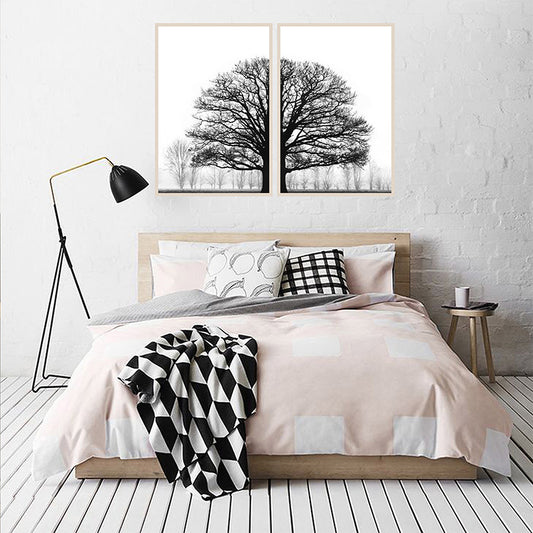 Cuadro Decorativo Moderno Árboles Invernales en Blanco y Negro - Image 2