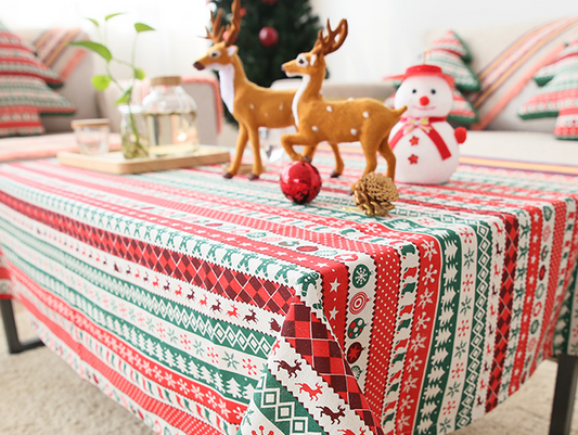 Mantel Navideño Rectangular de Algodón y Lino - Diseño Festivo para Mesas - Image 2