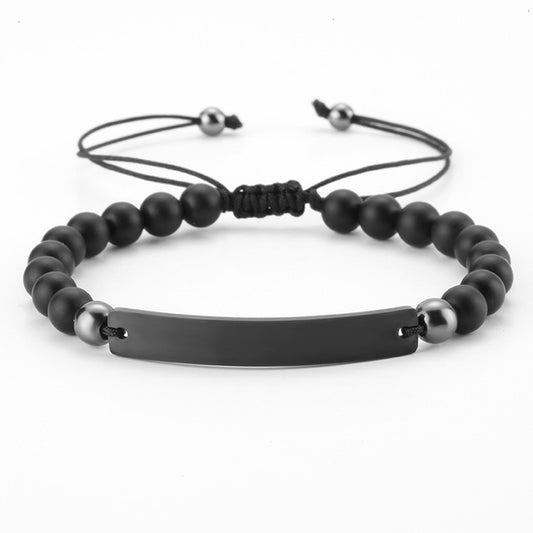 Pulsera Ajustable con Cuentas Personalizadas y Placa Grabada - Image 2