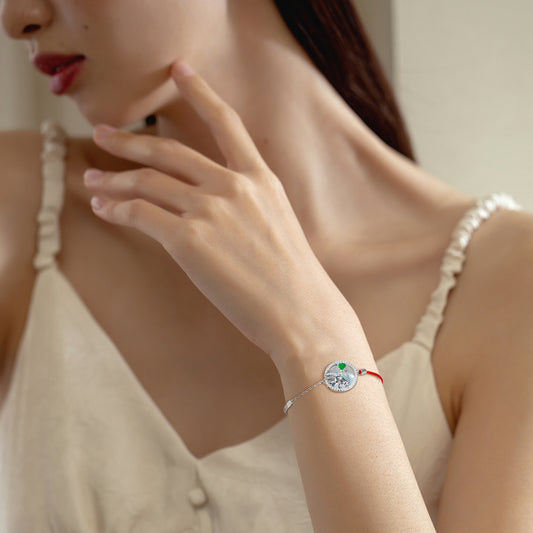 Pulsera Plata S925 Diseño Exclusivo Esmeralda para Mujer Signo Aries - Image 2