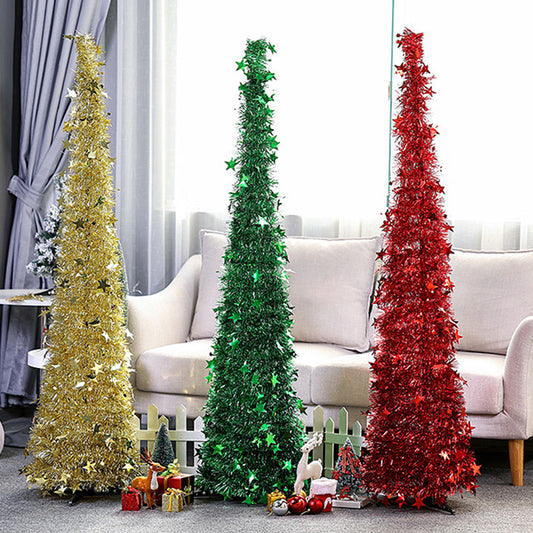 Árbol de Navidad Artificial Plateado Plegable con Soporte - Image 2