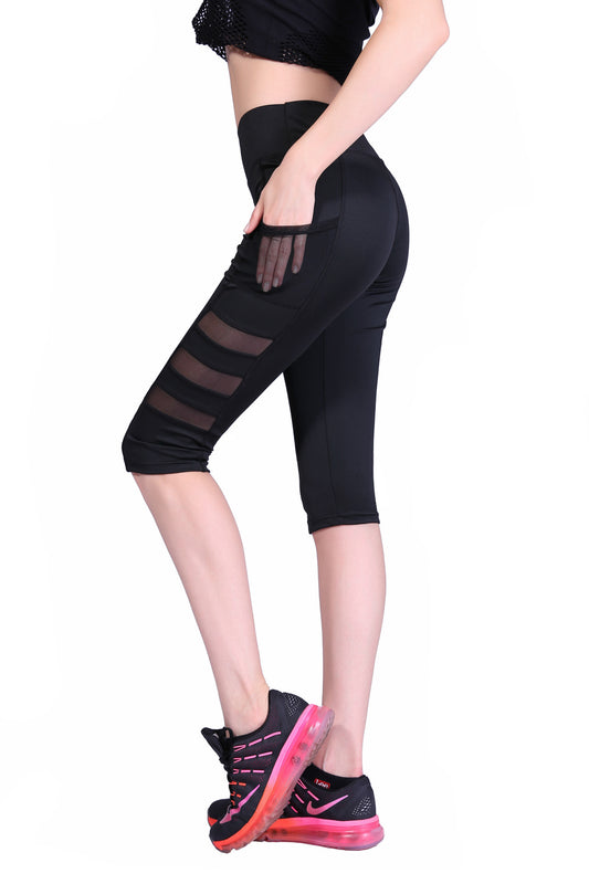 Pantalones Deportivos de Cintura Alta para Mujer con Bolsillos y Malla Transpirable - Image 2