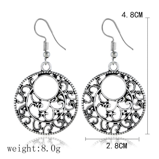 Aretes de Plata Tibetana Calados Estilo Étnico - Image 2