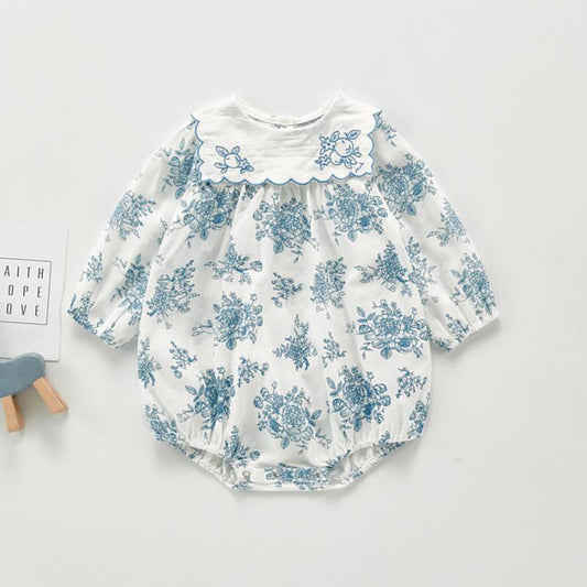 Falda de Algodón con Estampado Azul y Blanco - Image 2