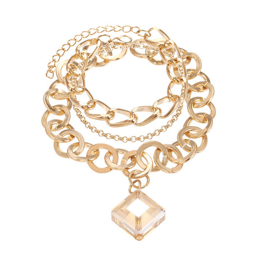 Collar Colgante de Cristal Diamante con Cadena Multicapa - Image 2