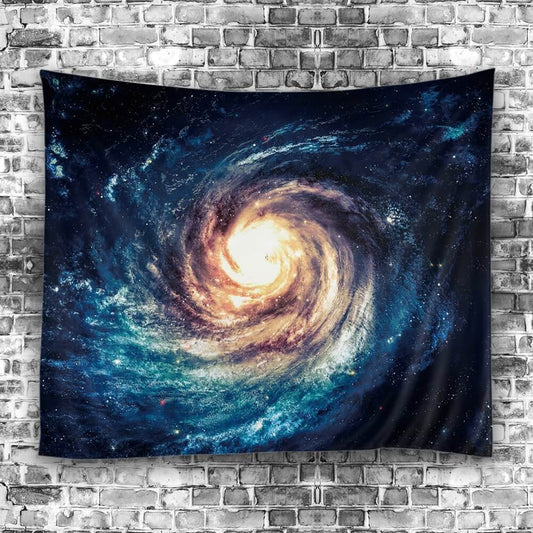 Cosmic Tapestry featuring a vibrant swirling galaxy design with a bright yellow core and dark blue edges. - Image 2