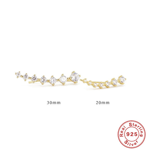 Aretes de Plata Esterlina S925 con 7 Diamantes Brillantes en Fila Simple - Image 2