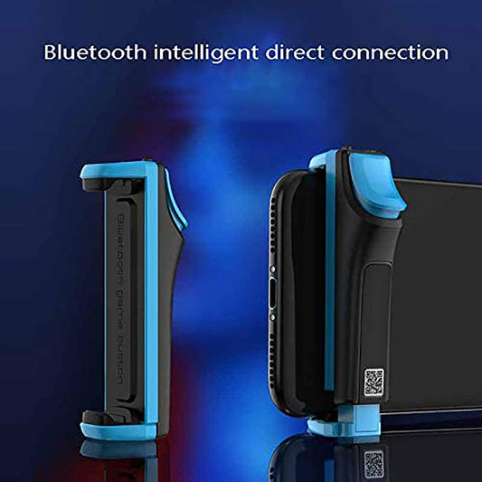 Pair of black and blue Bluetooth game buttons for mobile phones, featuring a trigger design for enhanced gaming. - Image 2