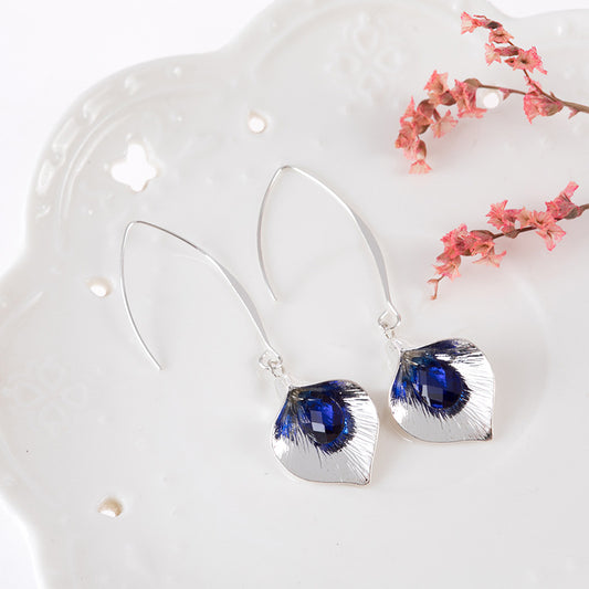 Aretes Largos de Cristal Orquídea en Aleación - Image 2