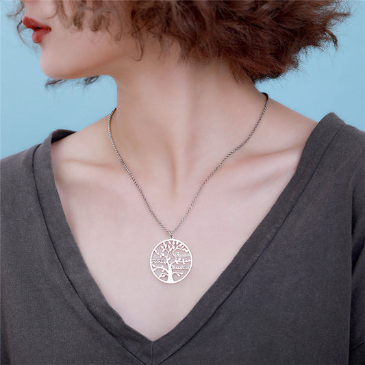 Collar Árbol de la Vida Personalizado con Nombres Familiares en Acero Inoxidable - Image 2