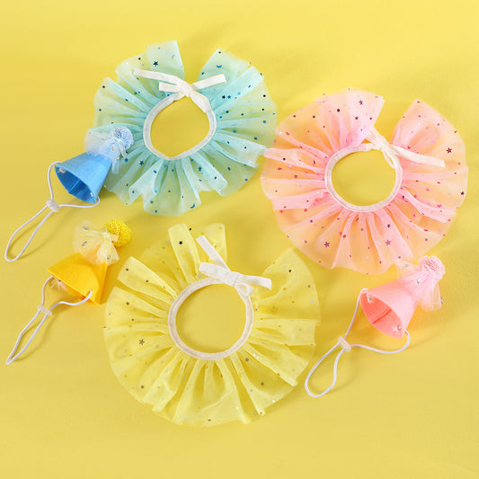 Conjunto de Accesorios para Mascotas: Falda de Tul con Lentejuelas, Babero de Encaje y Sombrero de Fieltro - Image 2