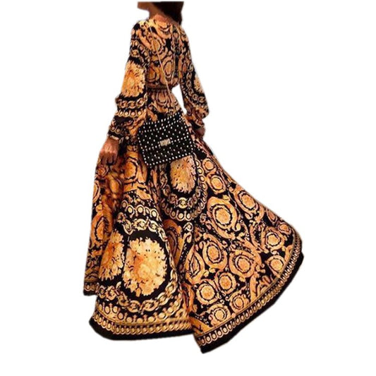 Vestido Largo Escotado con Abertura Lateral y Estampado - Image 2