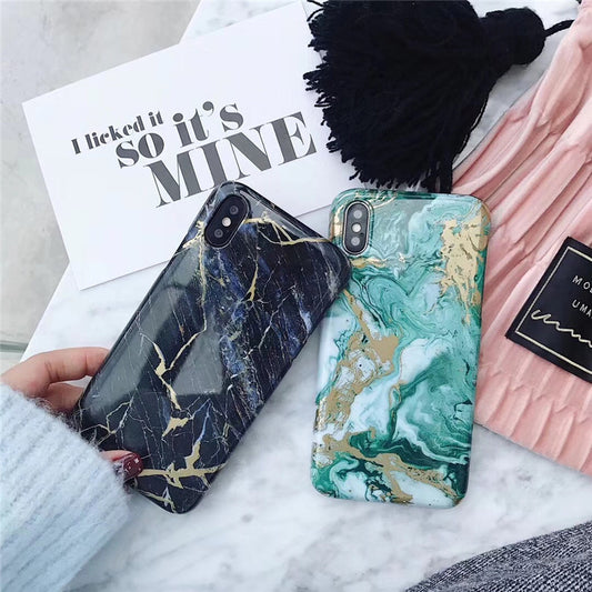 Funda para Celular Mármol Verde Dorado con Logo Personalizado - Image 2