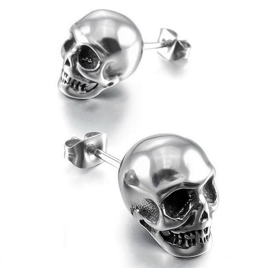 Aretes Calavera Punk Rock para Hombre y Mujer - Pequeños Studs de Plata - Image 2