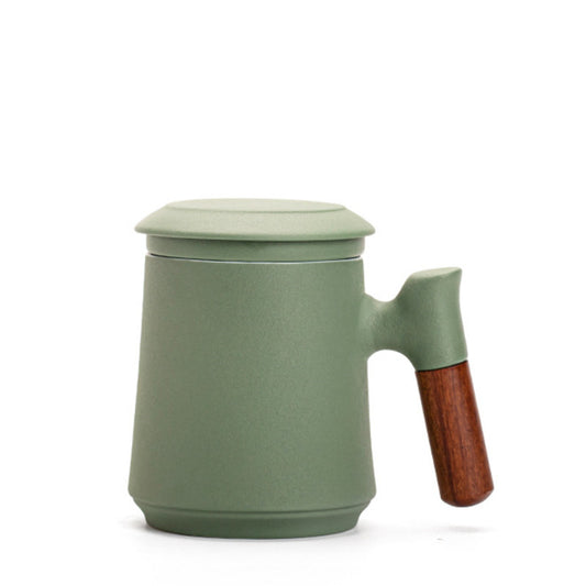 Taza de Cerámica con Filtro de Té y Asa de Madera - Image 2