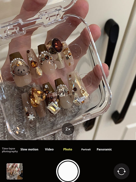Uñas Postizas Personalizables Maillard Bear Polo Marrón - Image 2