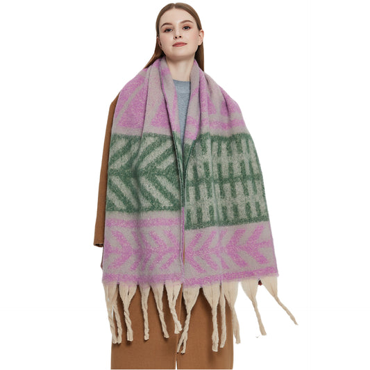 Pashmina de Otoño Invierno con Borlas - Tejido Grueso Europeo Estilo Moderno - Image 2