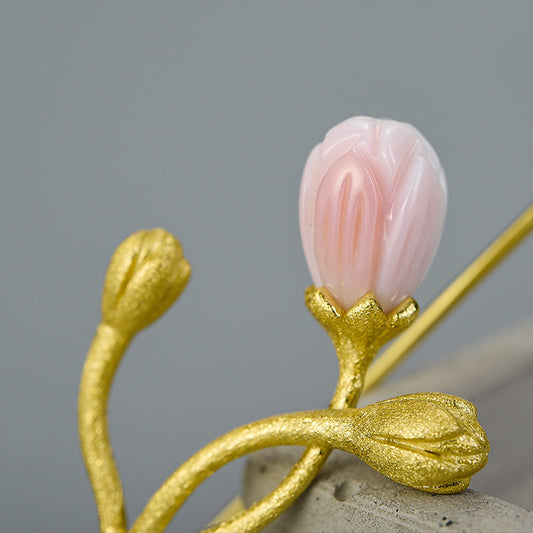 Aretes Reina Jazmín Concha Plata de Ley - Image 2