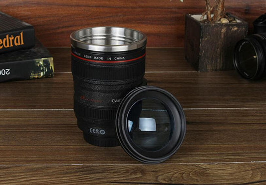 Taza Mezcladora Automática con Diseño de Lente de Cámara - 300ml Acero Inoxidable - Image 2