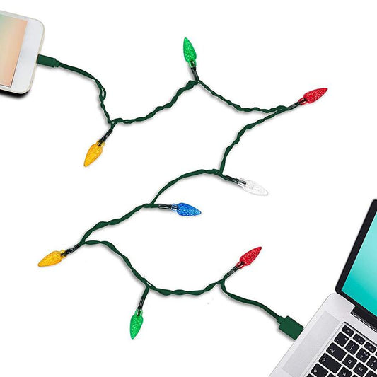 Cable USB Navideño con Luces LED - Cargador Micro USB y Type-C para Decoración - Image 2