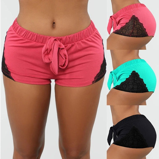 Shorts Deportivos de Yoga con Encaje y Patchwork para Mujer - Image 2