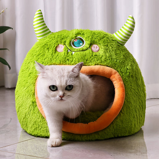 Cama Cueva Monstruo Cartoon para Perros y Gatos - Cálida y Acogedora Todo el Año - Image 2